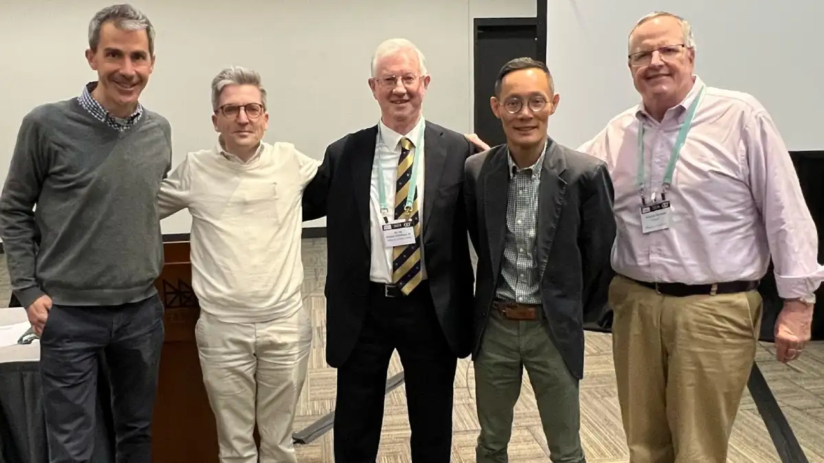 Dr Michael O'Sullivan with 4 Jesuit colleagues in San Diego, 2024